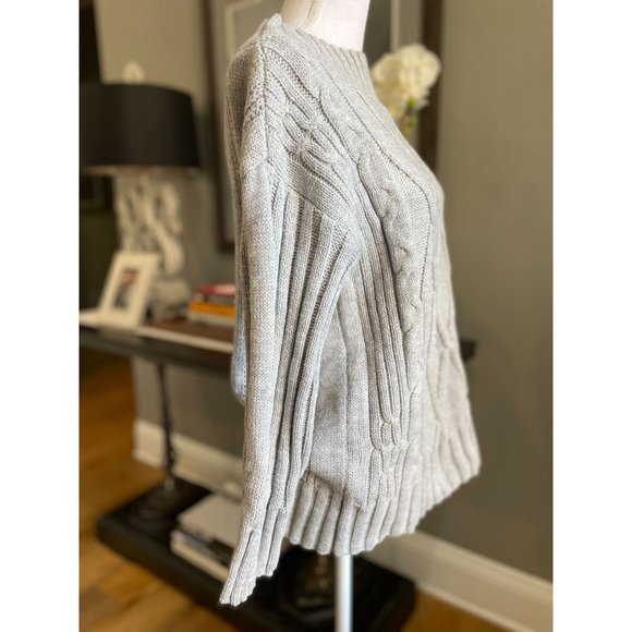 BB Dakota Wool Blend Retrograde Cable Knit Sweater Powder Blue Women's Size S - Picture 5 of 7